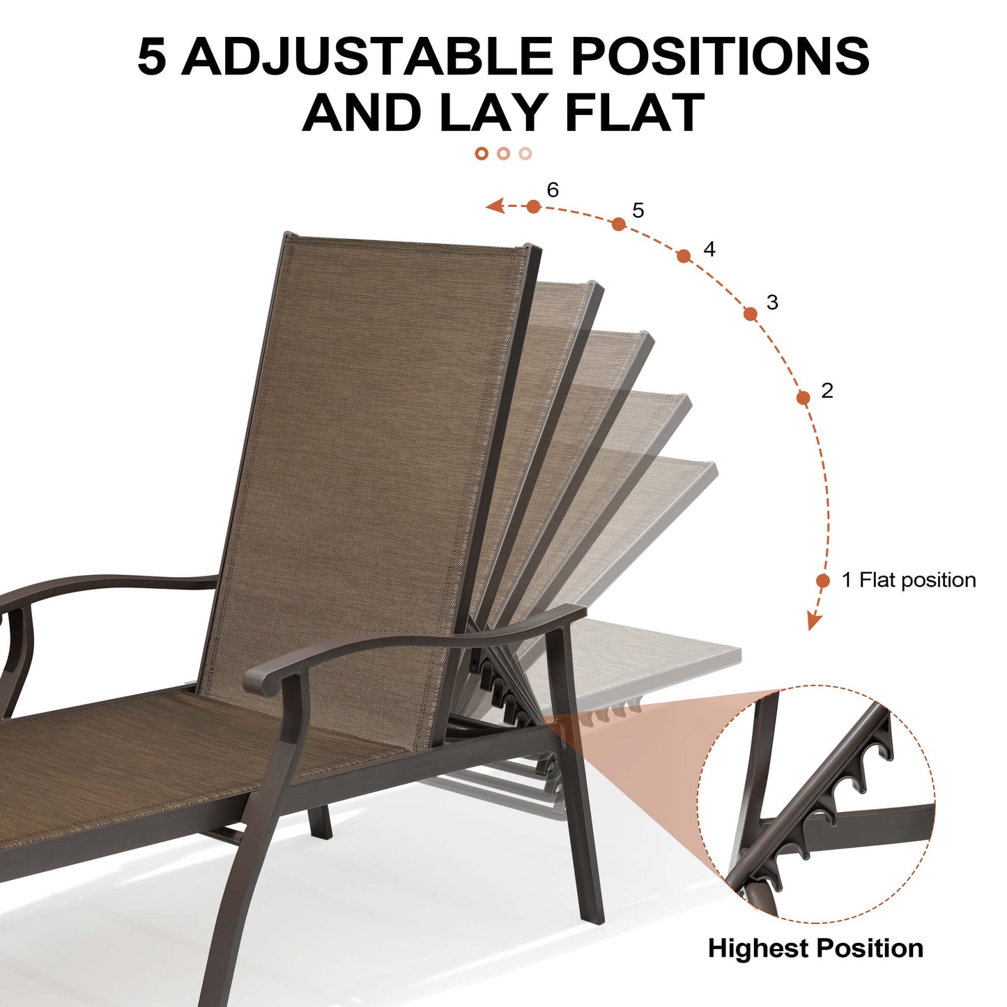 Aluminum Outdoor Adjustable Chaise Lounge Chair