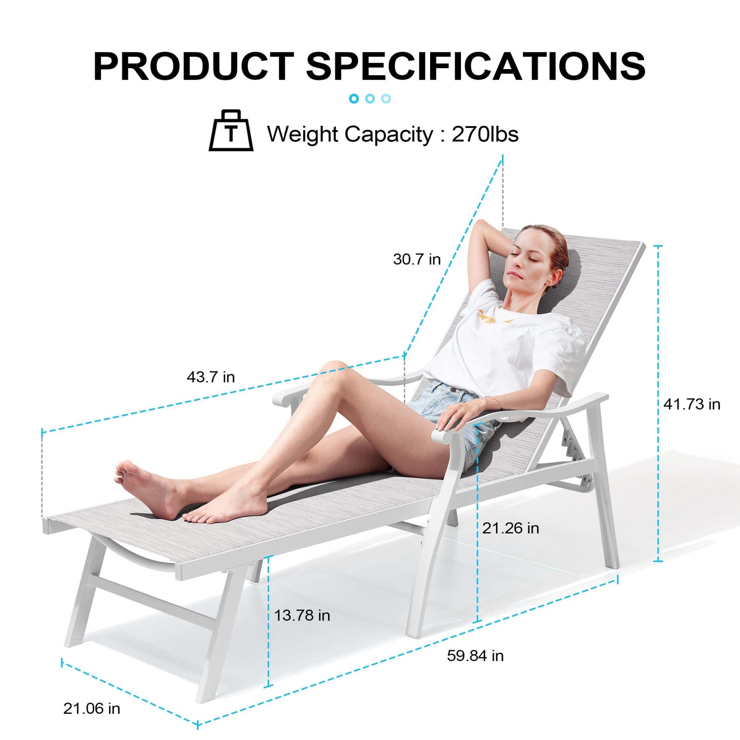 Aluminum Outdoor Adjustable Chaise Lounge Chair