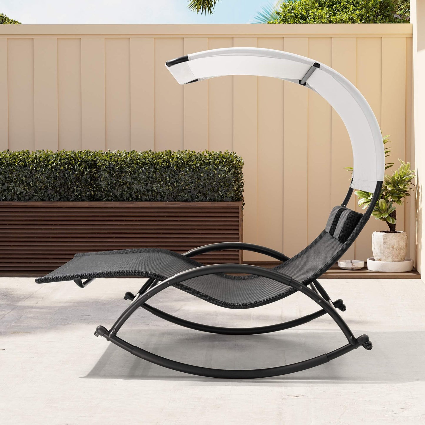Aluminum Double Chaise Lounge with Canopy & Wheels