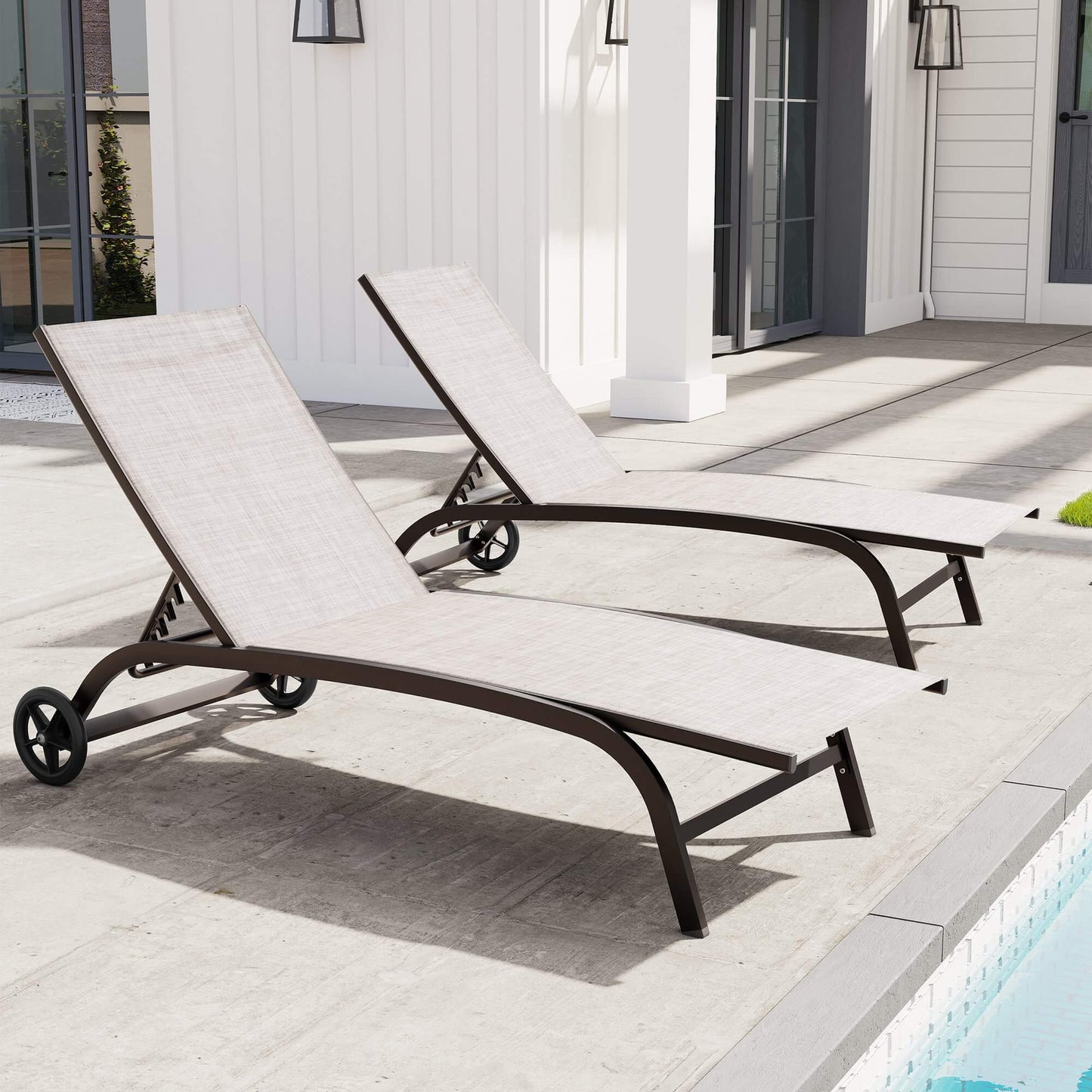 Wheeled Outdoor Folding Chaise Lounge