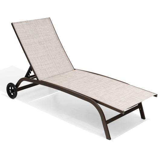 Wheeled Outdoor Folding Chaise Lounge