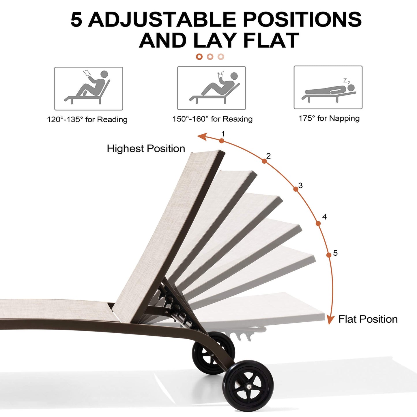 Wheeled Outdoor Folding Chaise Lounge