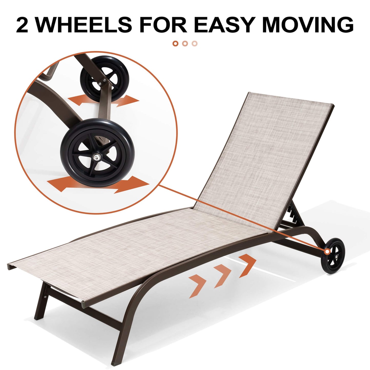 Wheeled Outdoor Folding Chaise Lounge