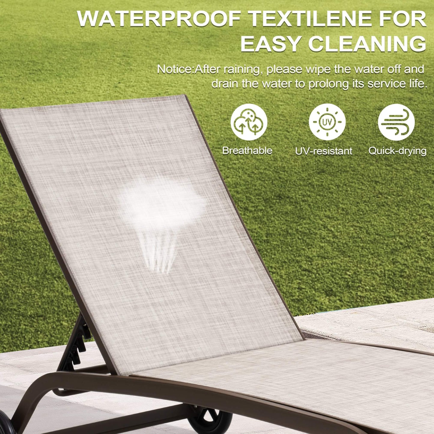 Wheeled Outdoor Folding Chaise Lounge