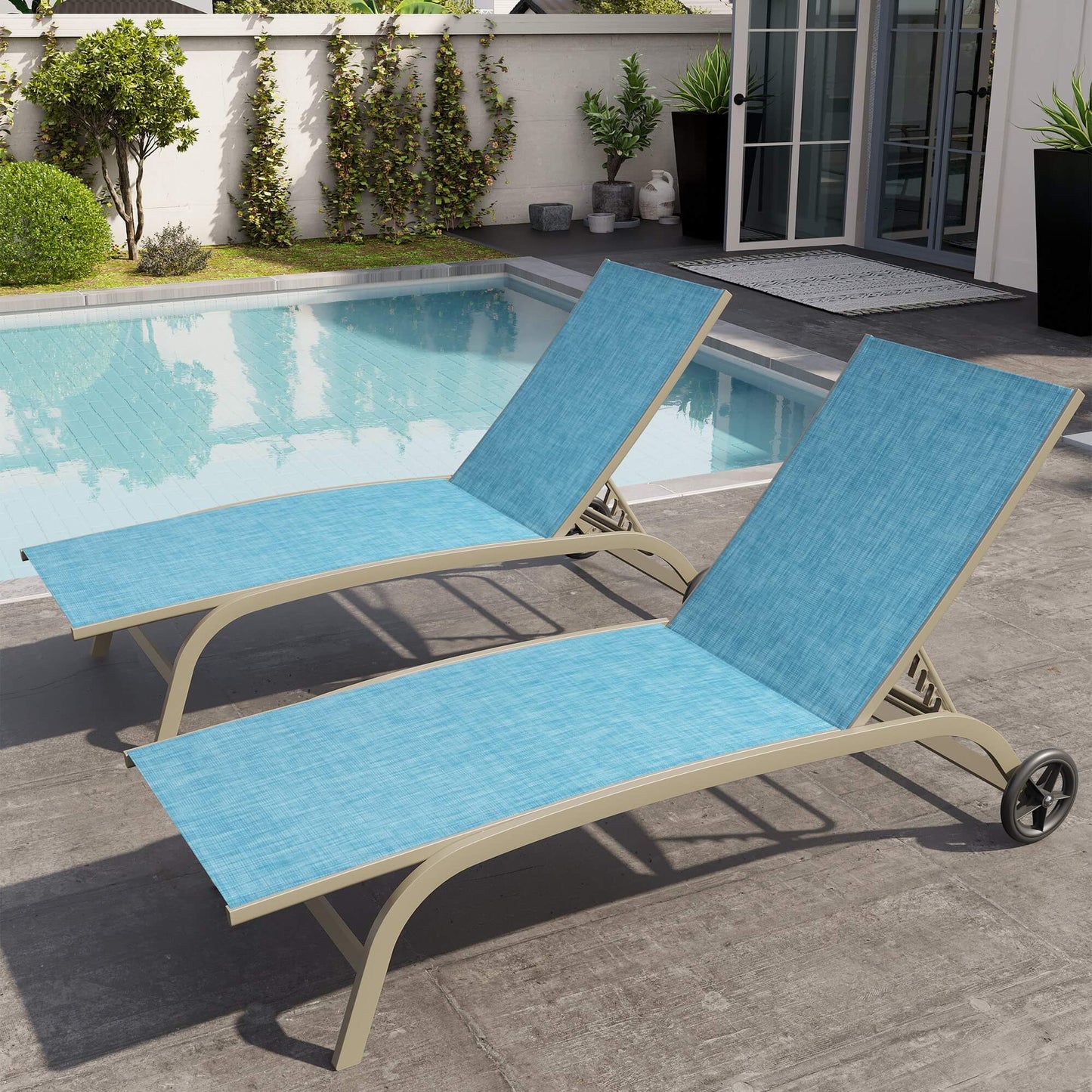 Wheeled Outdoor Folding Chaise Lounge