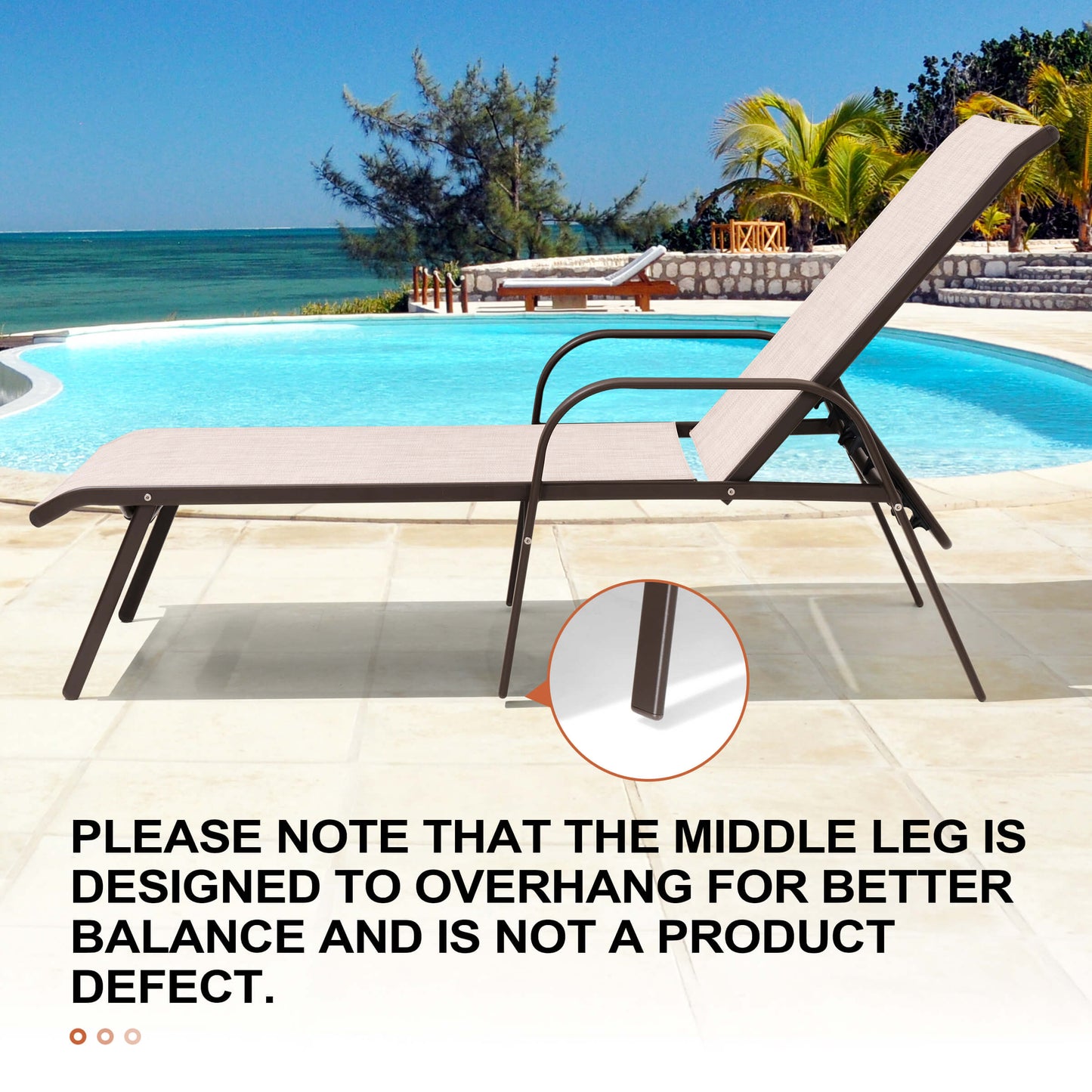 Textilene Adjustable Outdoor Chaise Lounge Set of 2