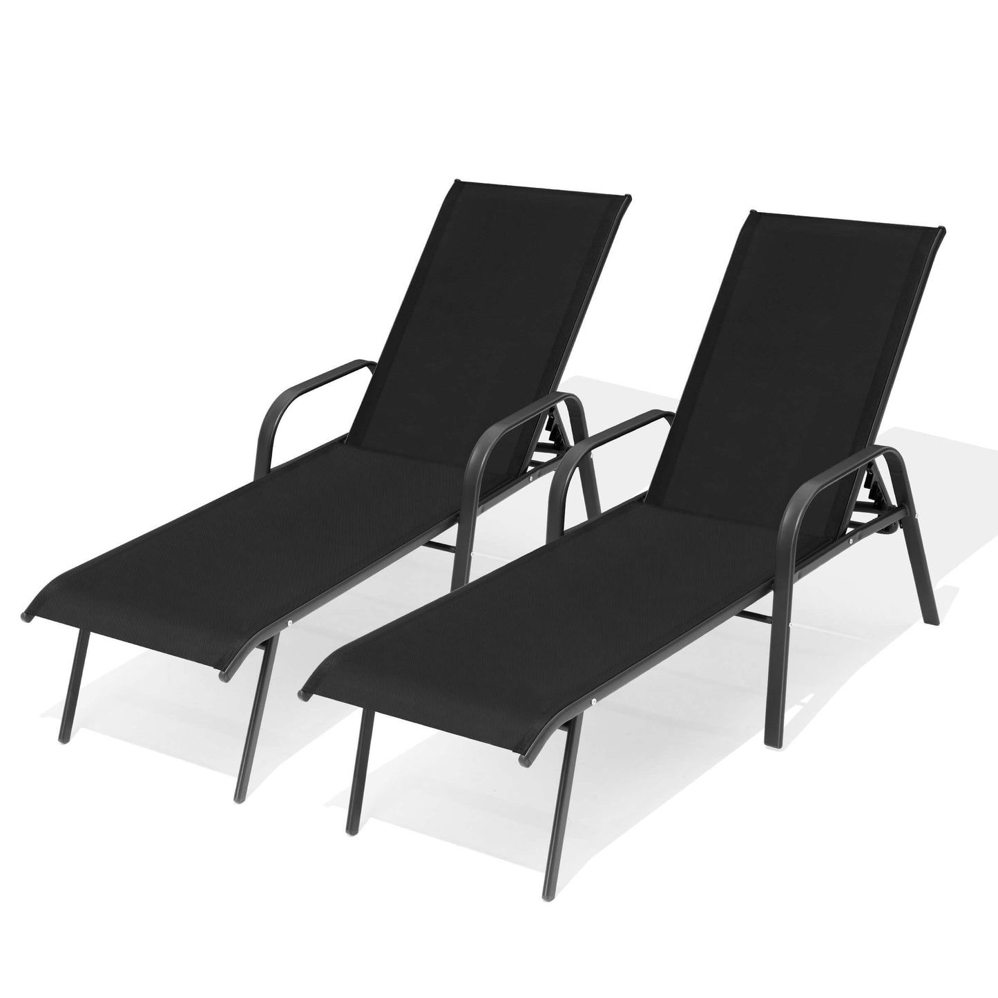 Textilene Adjustable Outdoor Chaise Lounge Set of 2