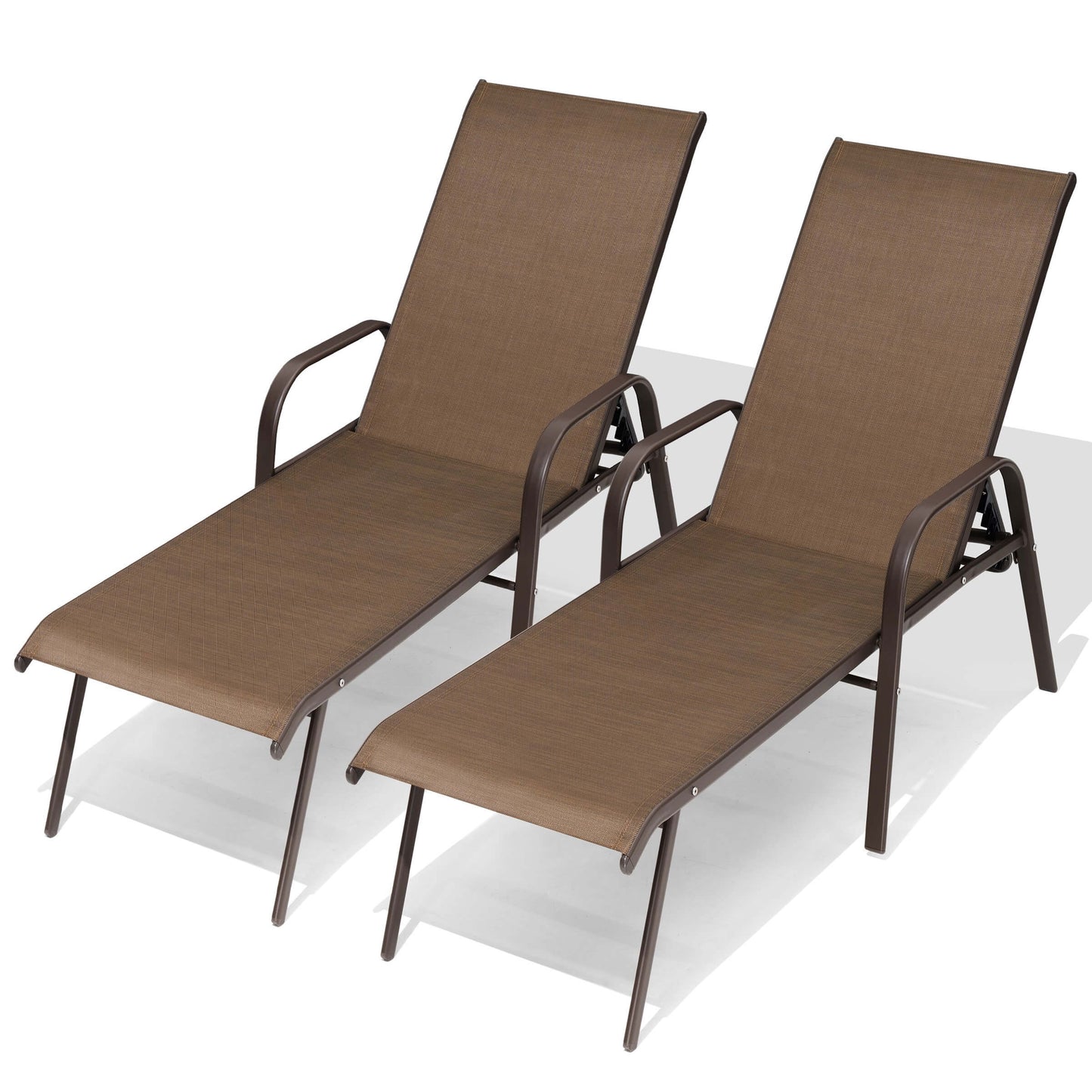 Textilene Adjustable Outdoor Chaise Lounge Set of 2