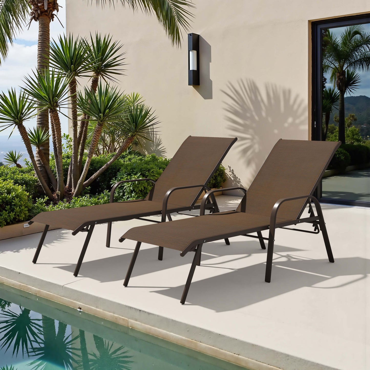 Textilene Adjustable Outdoor Chaise Lounge Set of 2