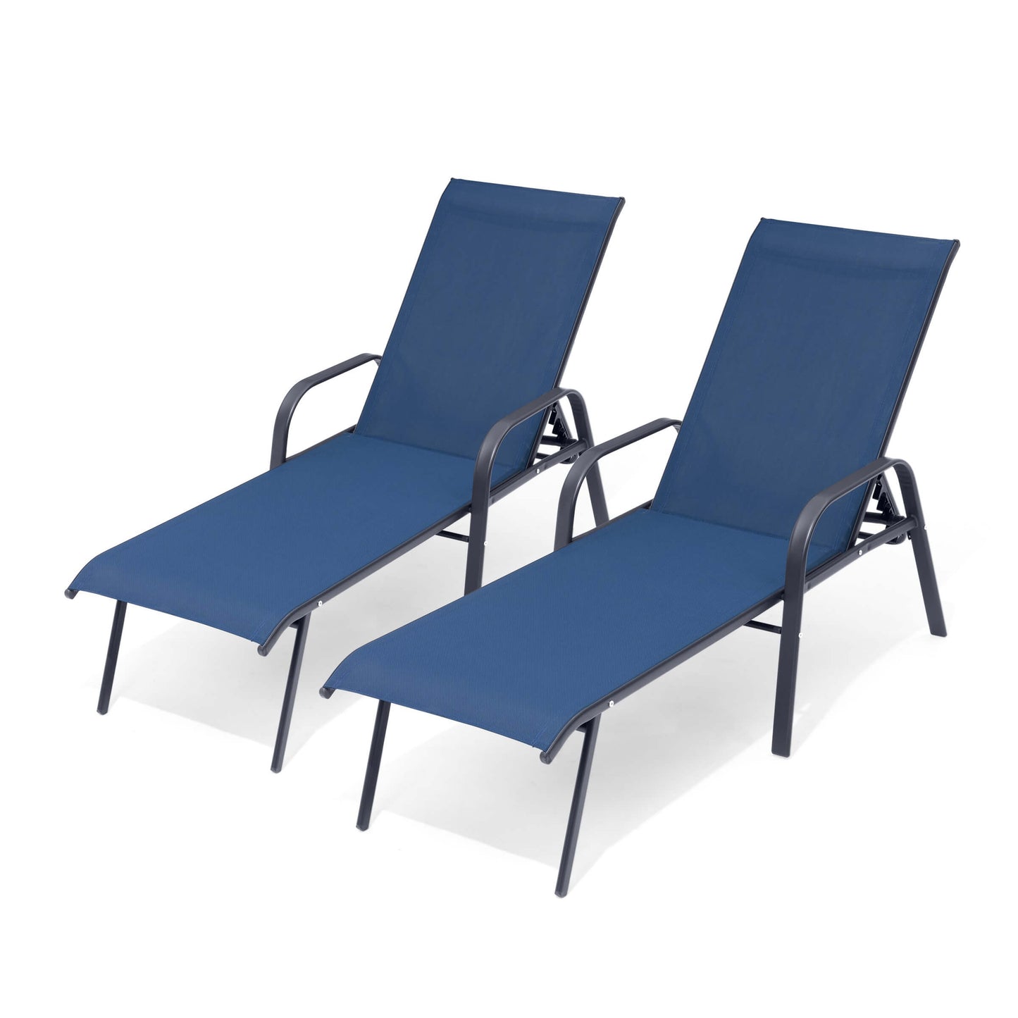 Textilene Adjustable Outdoor Chaise Lounge Set of 2
