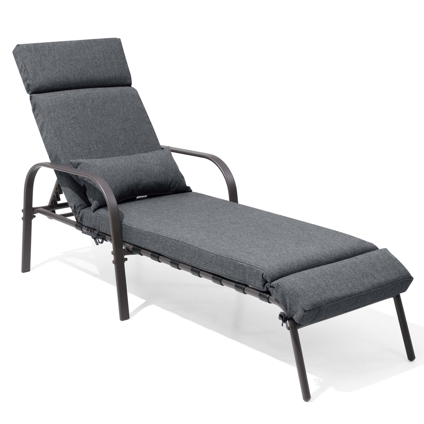 Adjustable Outdoor Chaise Lounge with Cushion & Pillow