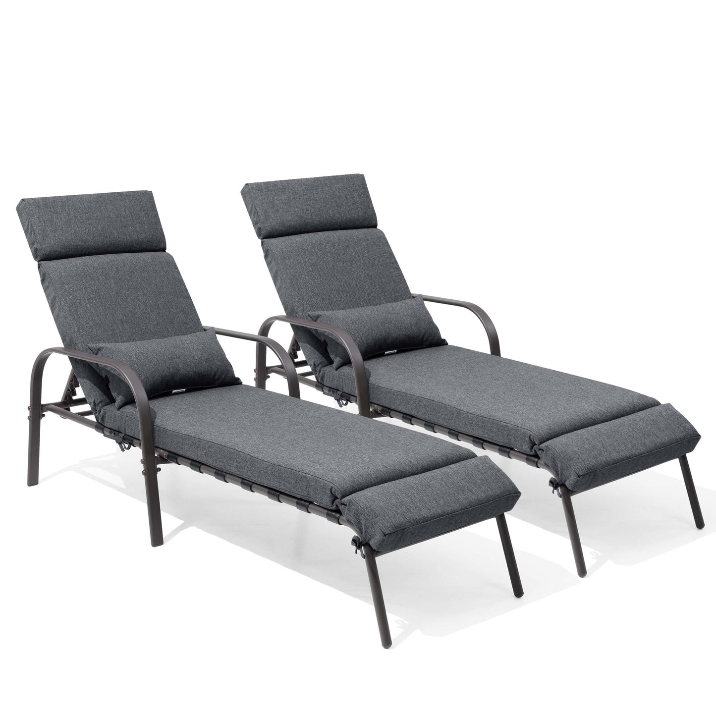 Adjustable Outdoor Chaise Lounge with Cushion & Pillow
