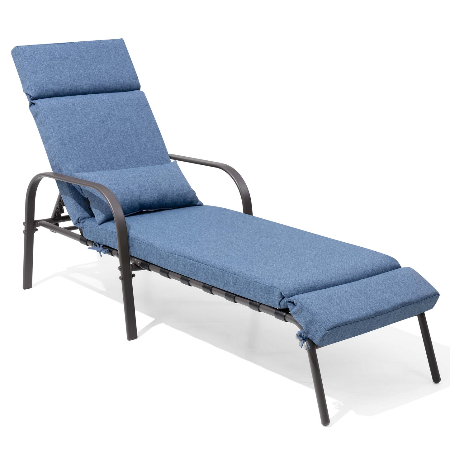 Adjustable Outdoor Chaise Lounge with Cushion & Pillow