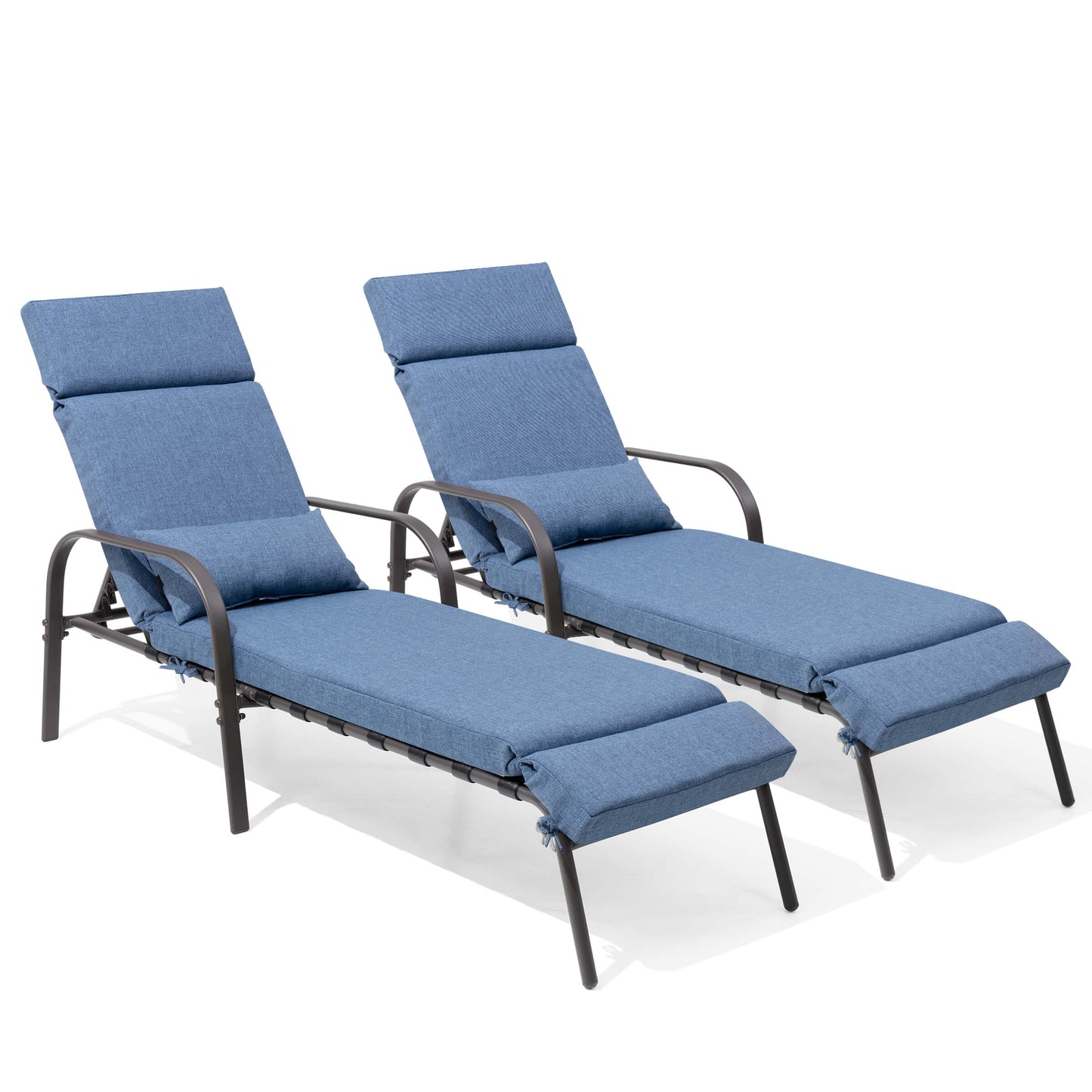 Adjustable Outdoor Chaise Lounge with Cushion & Pillow