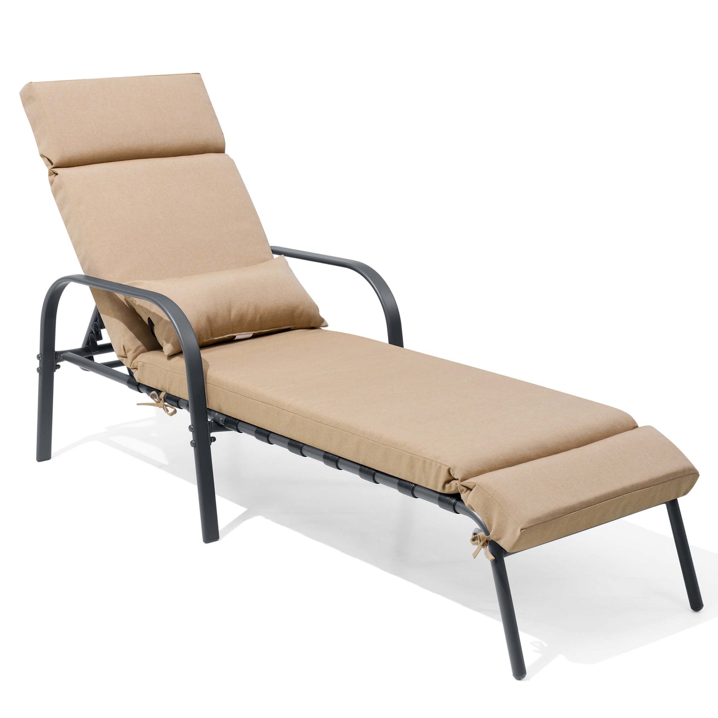 Adjustable Outdoor Chaise Lounge with Cushion & Pillow