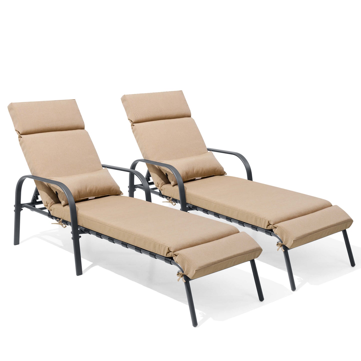 Adjustable Outdoor Chaise Lounge with Cushion & Pillow