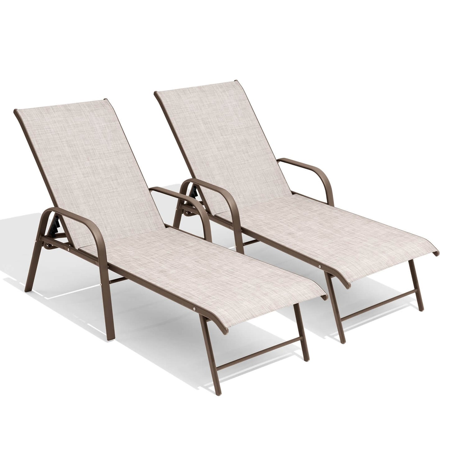Aluminum Adjustable Outdoor Chaise Lounge Set of 2