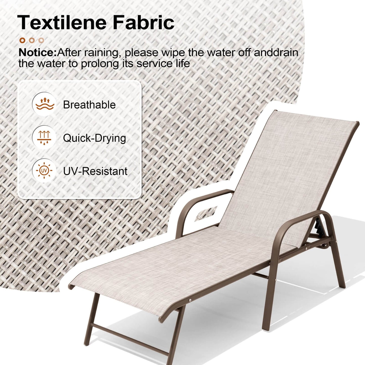 Aluminum Adjustable Outdoor Chaise Lounge Set of 2