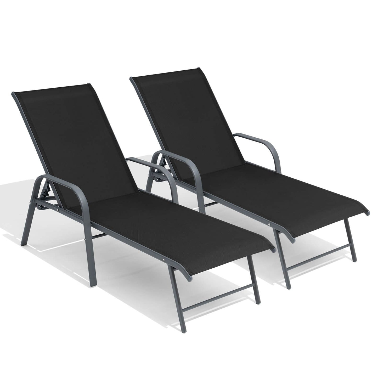 Aluminum Adjustable Outdoor Chaise Lounge Set of 2