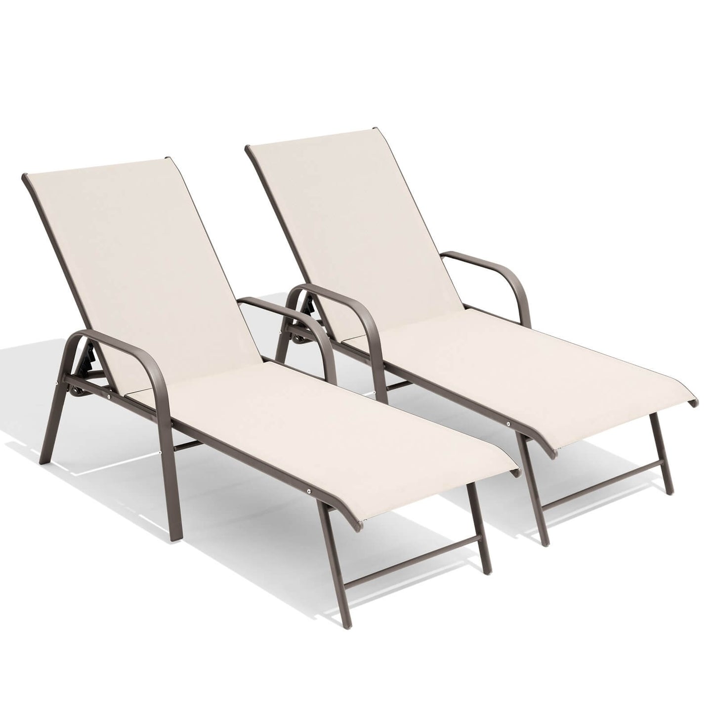 Aluminum Adjustable Outdoor Chaise Lounge Set of 2