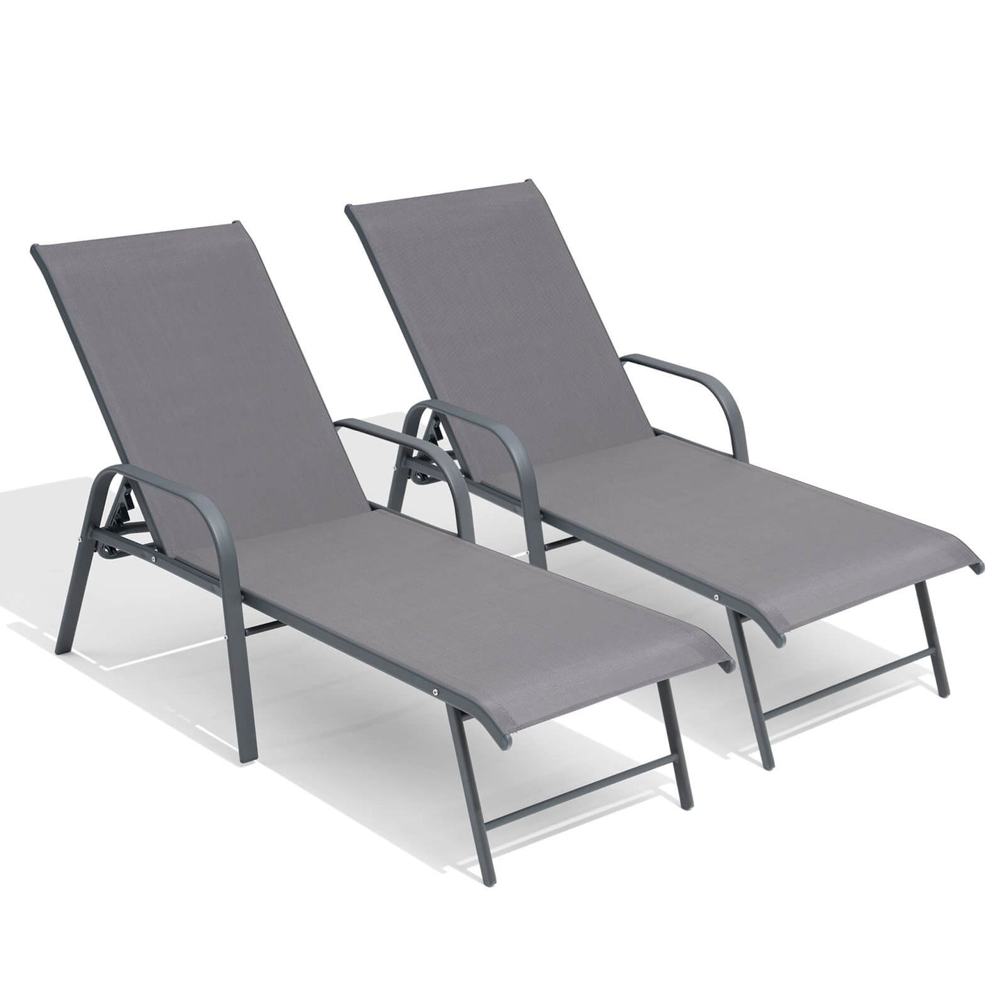 Aluminum Adjustable Outdoor Chaise Lounge Set of 2