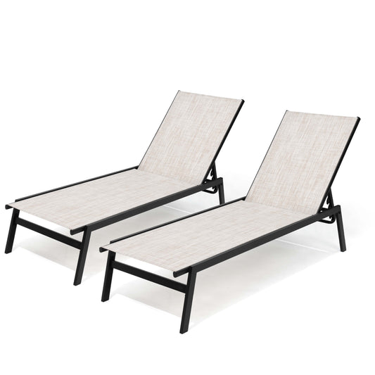 Steel Adjustable & Stackable Outdoor Chaise Lounge Set of 2