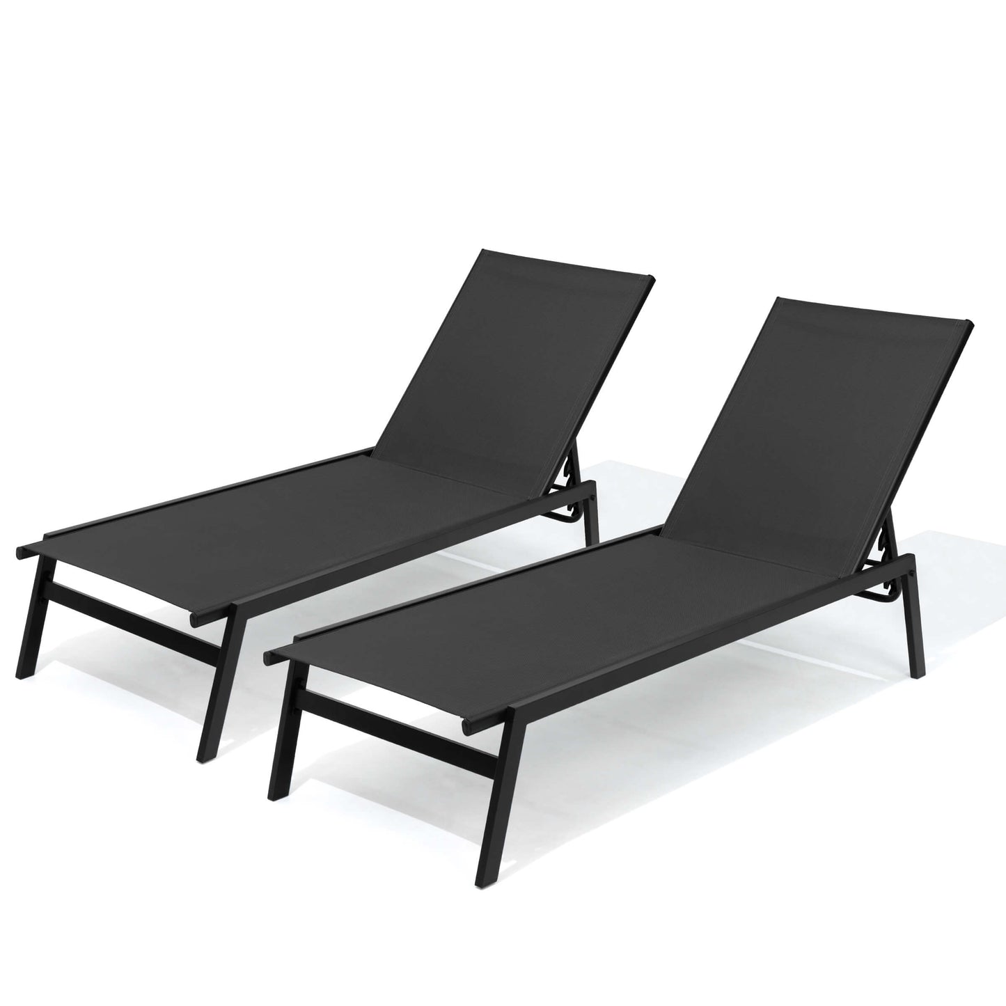 Steel Adjustable & Stackable Outdoor Chaise Lounge Set of 2