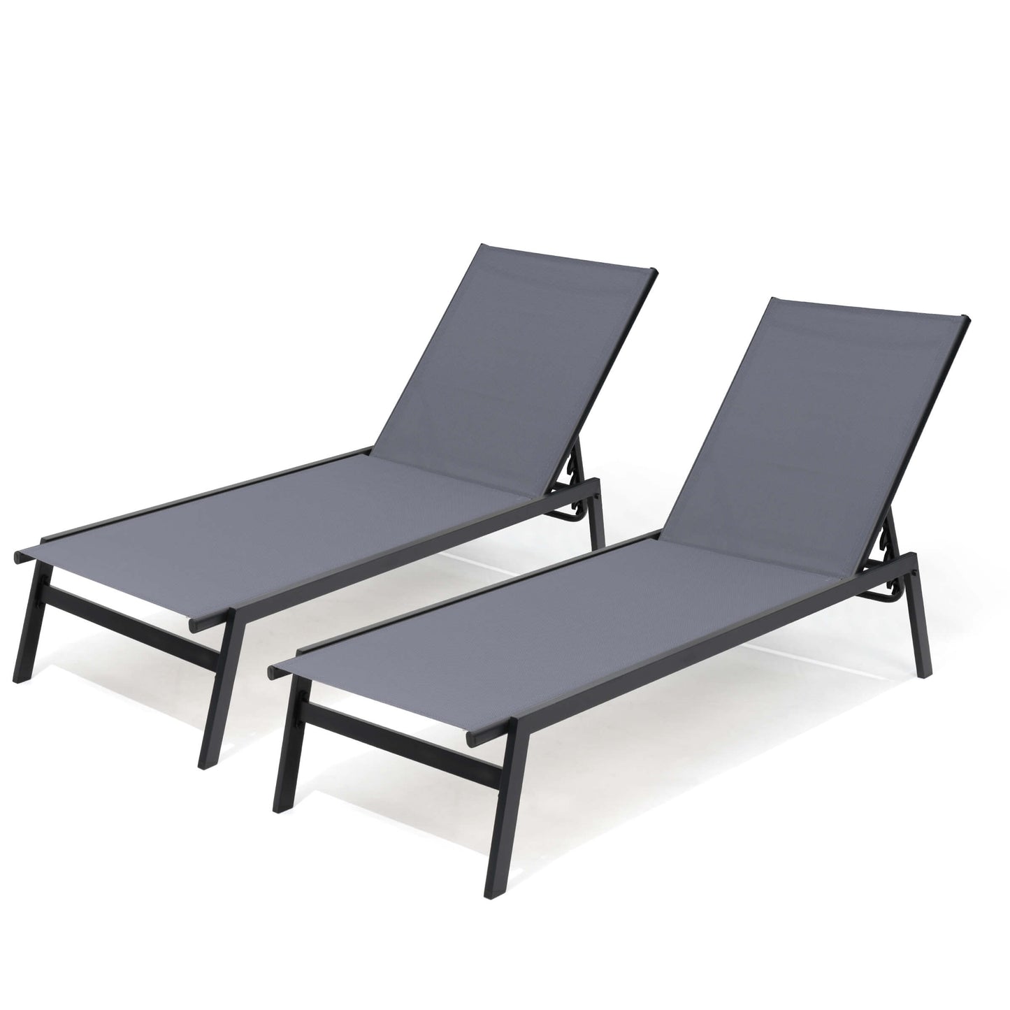 Steel Adjustable & Stackable Outdoor Chaise Lounge Set of 2