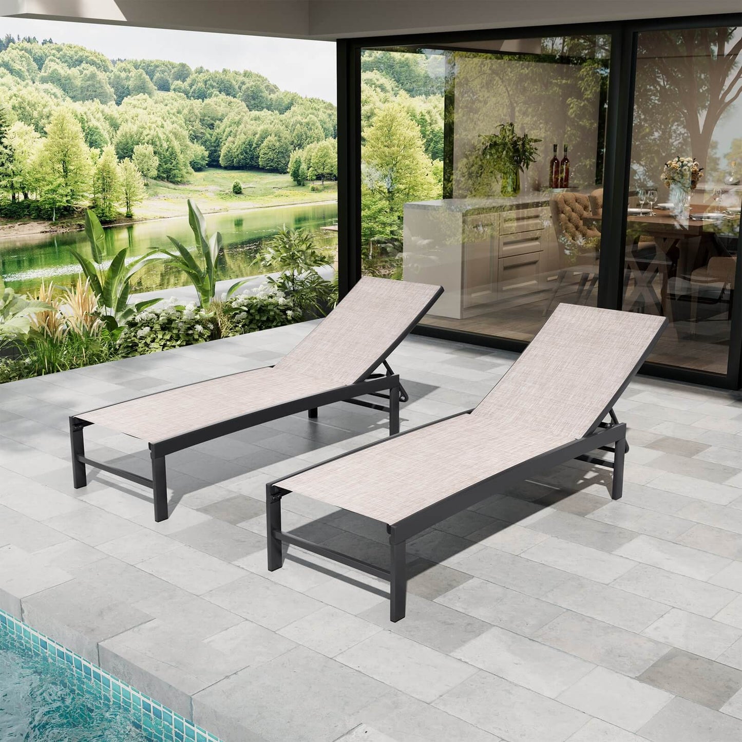 Steel Adjustable Outdoor Chaise Lounge