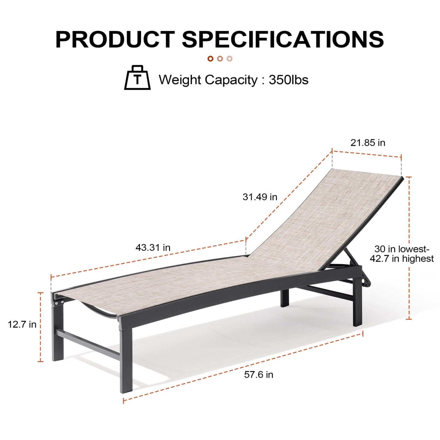 Steel Adjustable Outdoor Chaise Lounge