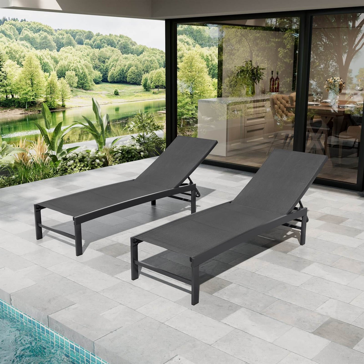 Steel Adjustable Outdoor Chaise Lounge