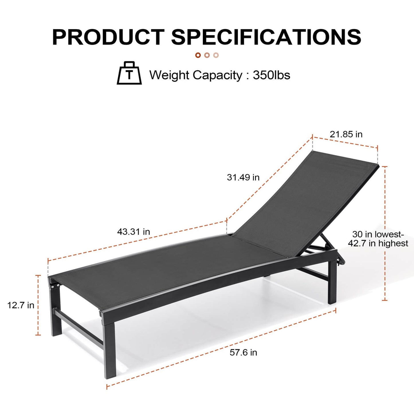 Steel Adjustable Outdoor Chaise Lounge