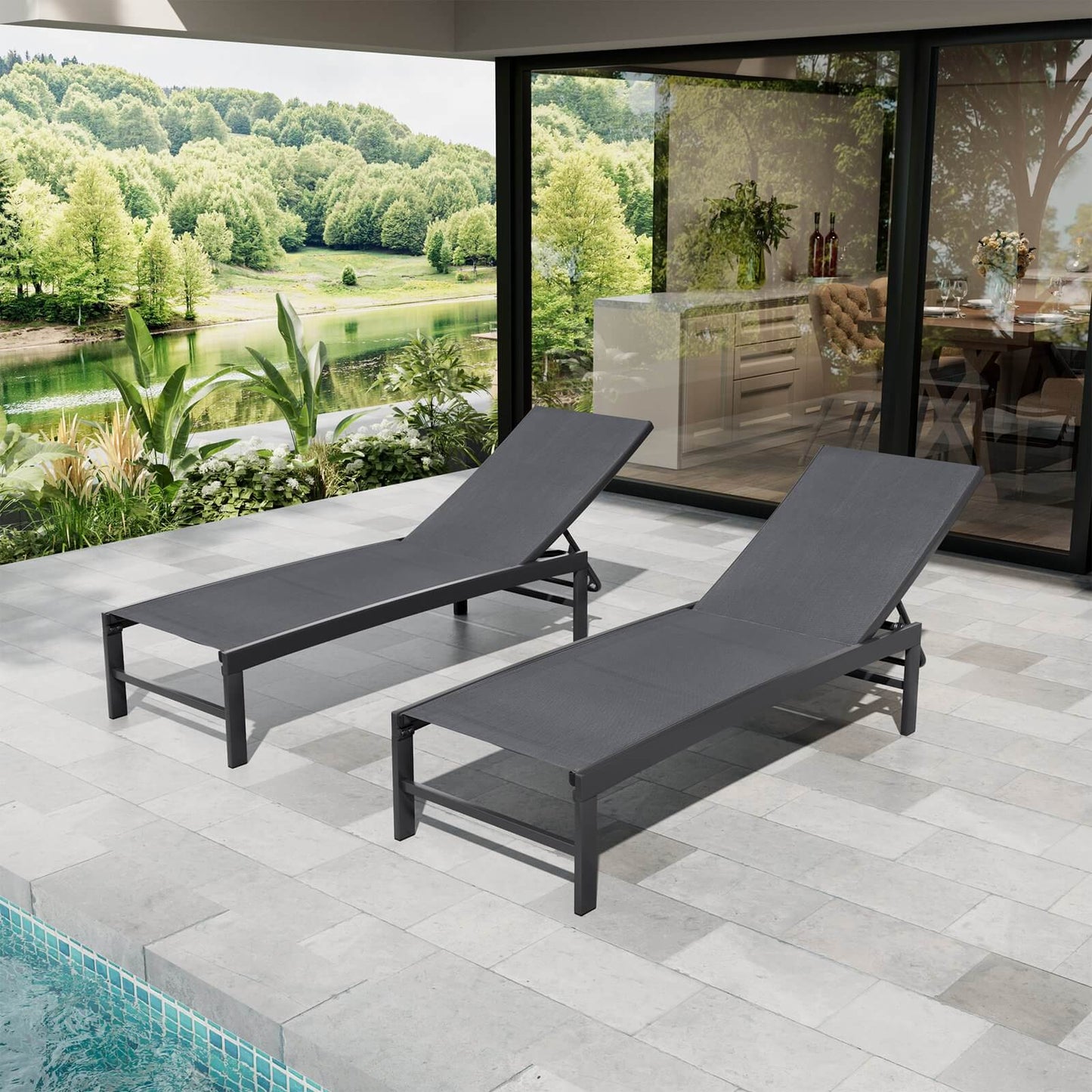 Steel Adjustable Outdoor Chaise Lounge