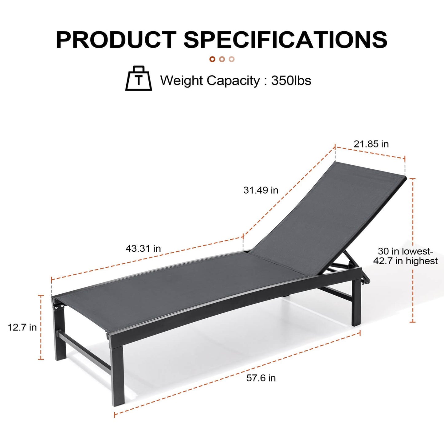 Steel Adjustable Outdoor Chaise Lounge