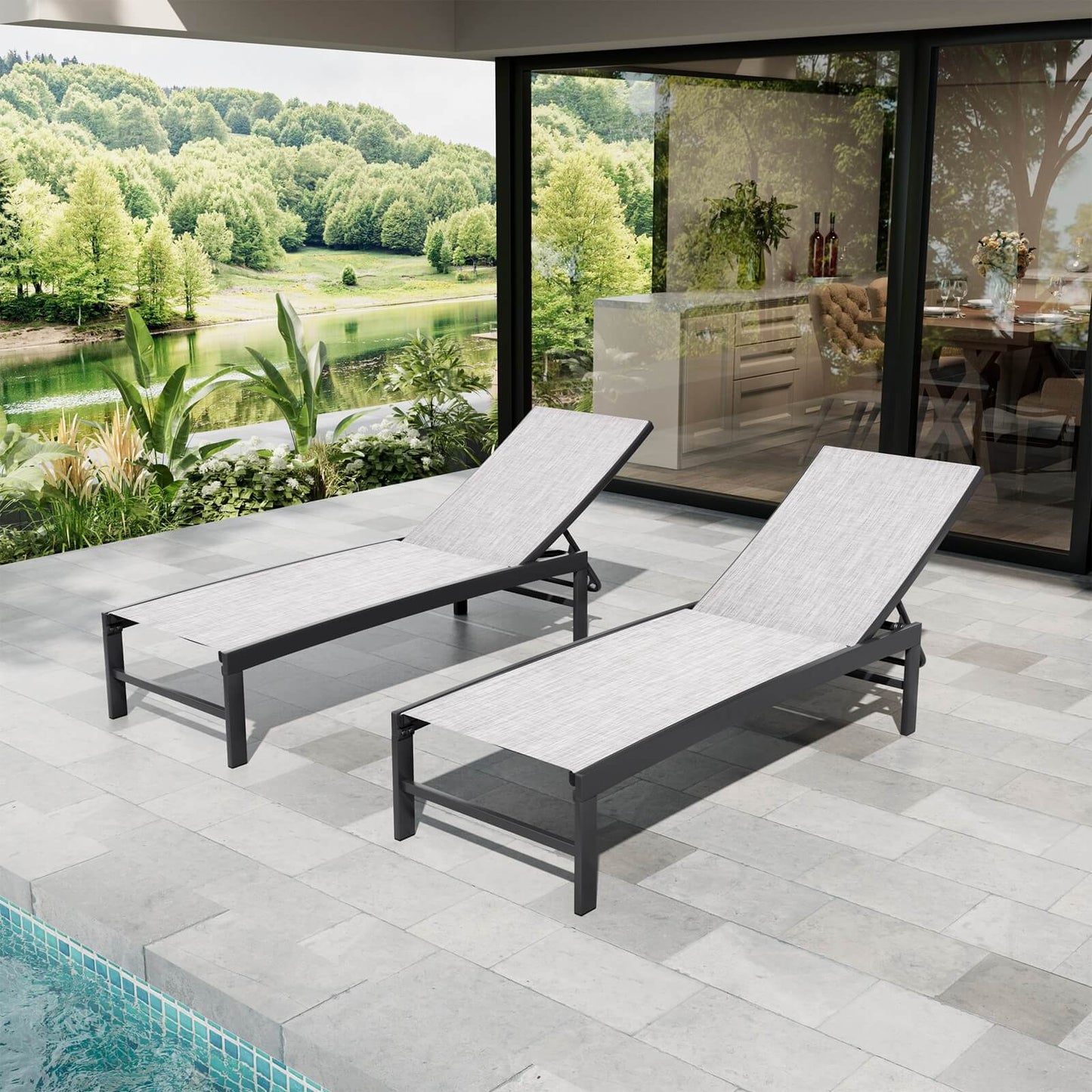 Steel Adjustable Outdoor Chaise Lounge