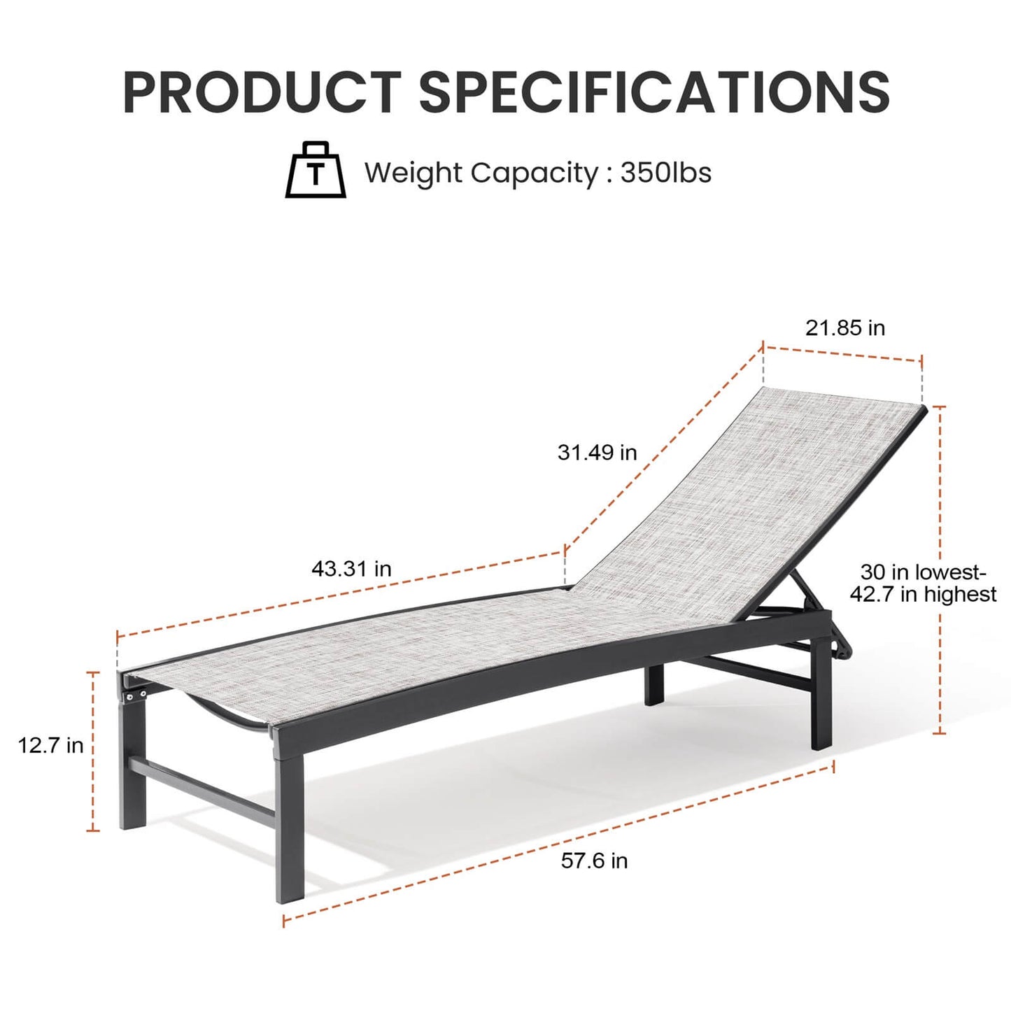 Steel Adjustable Outdoor Chaise Lounge