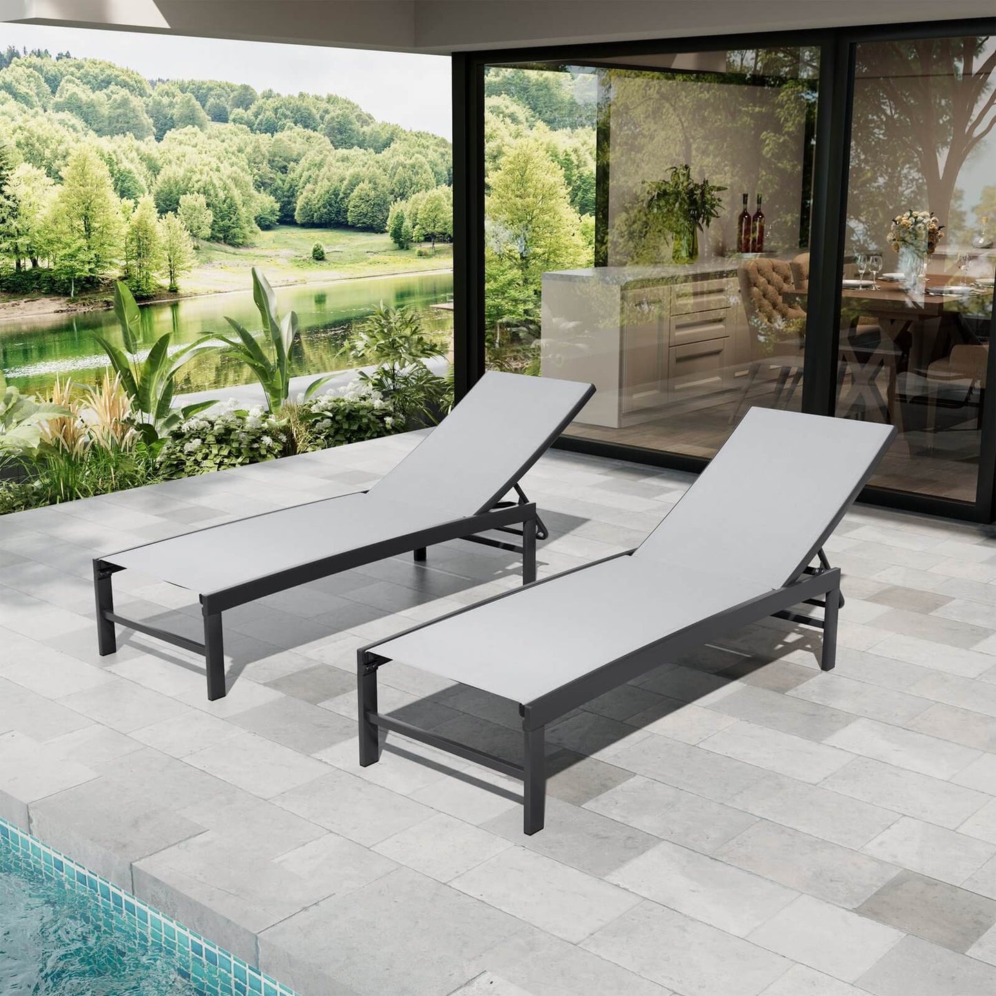 Steel Adjustable Outdoor Chaise Lounge