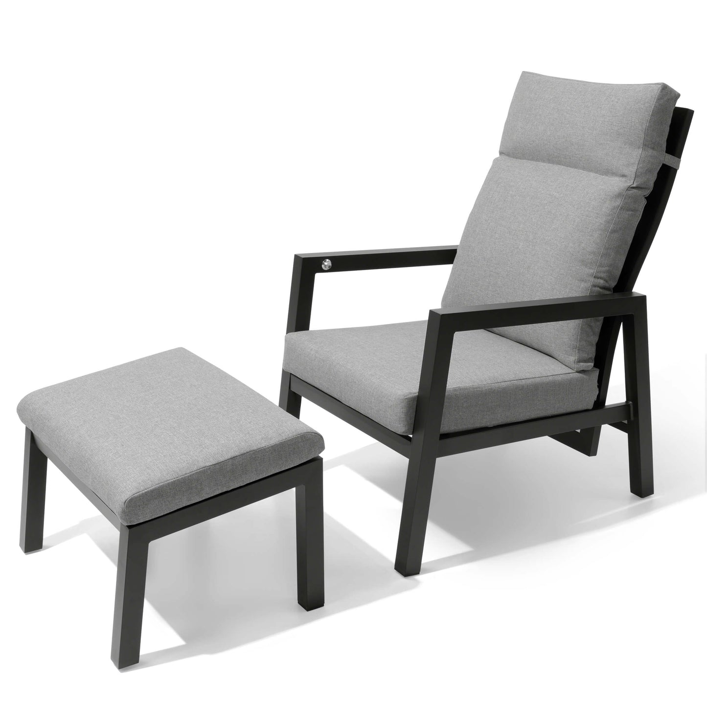 Adjustable Outdoor Reclining Chair with Ottoman & Cushions