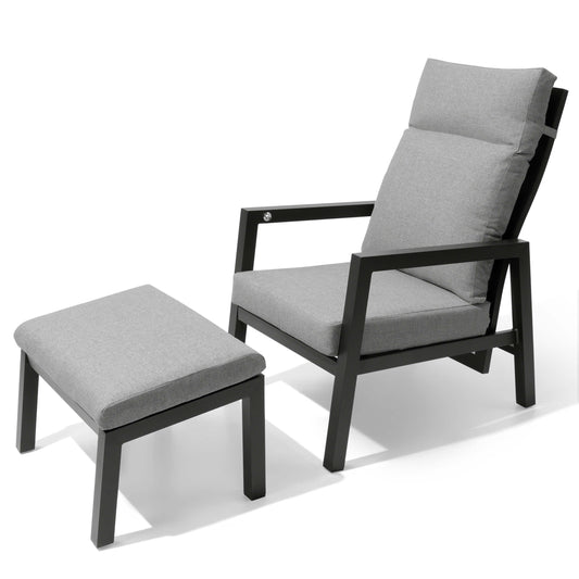 Adjustable Outdoor Reclining Chair with Ottoman & Cushions