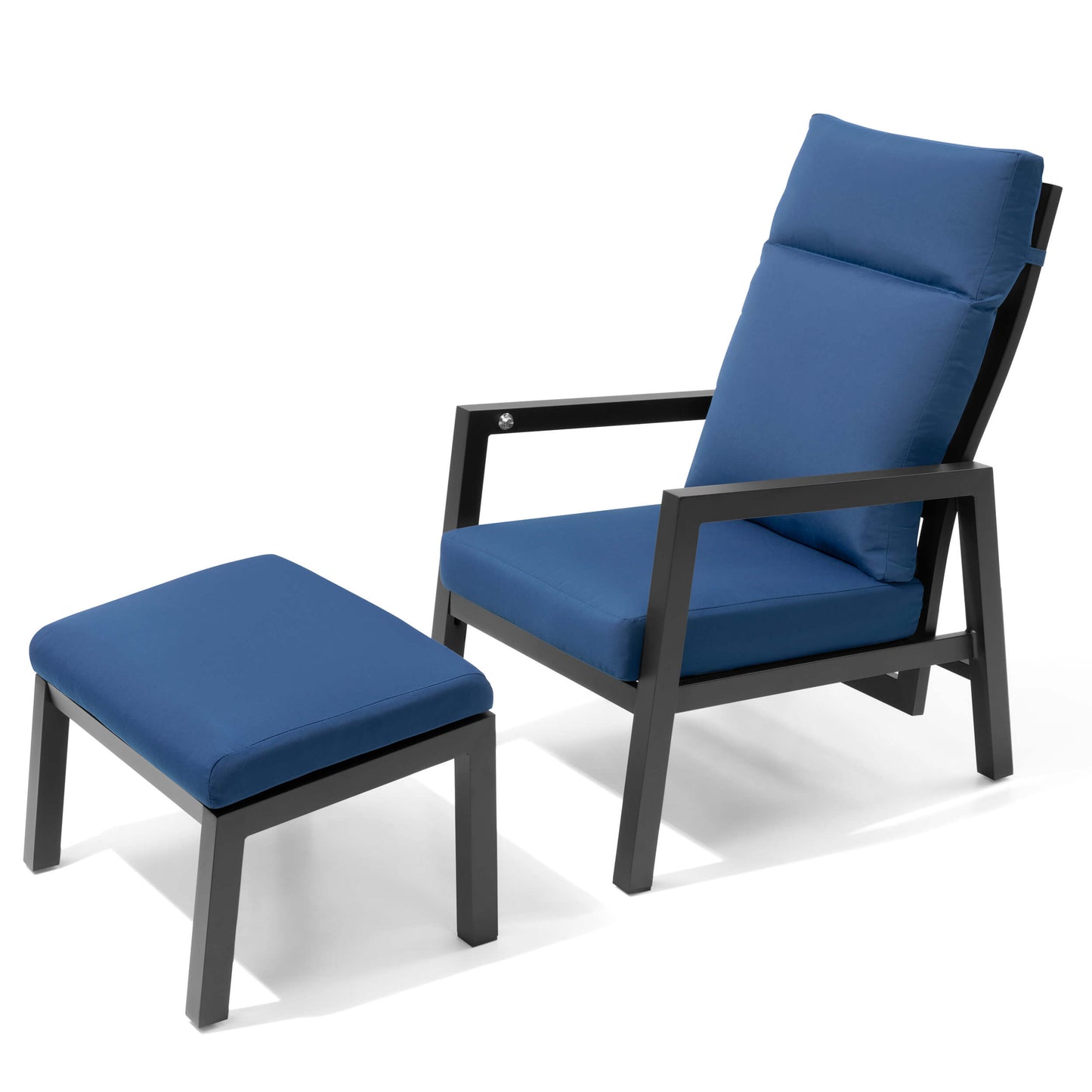 Adjustable Outdoor Reclining Chair with Ottoman & Cushions