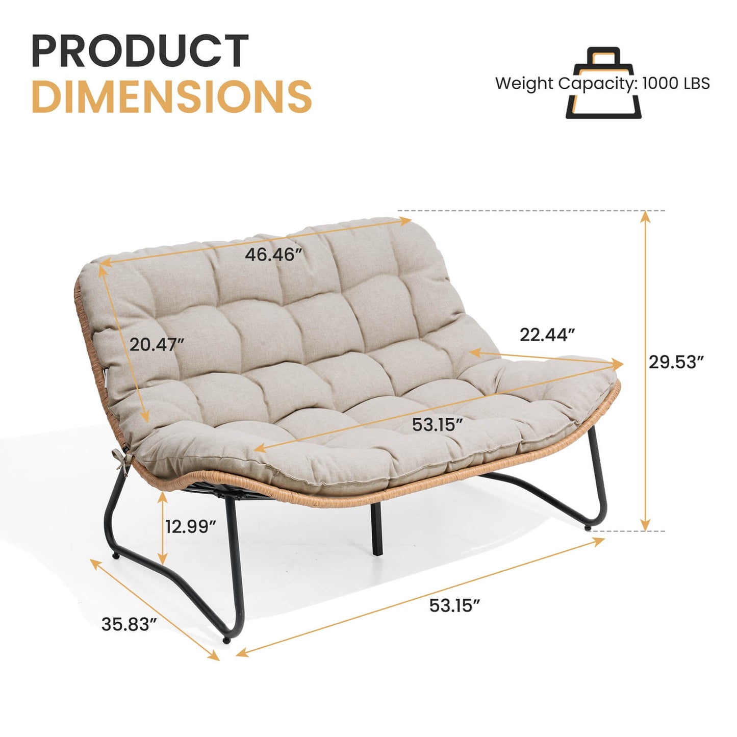 Patio Loveseat with Cushion