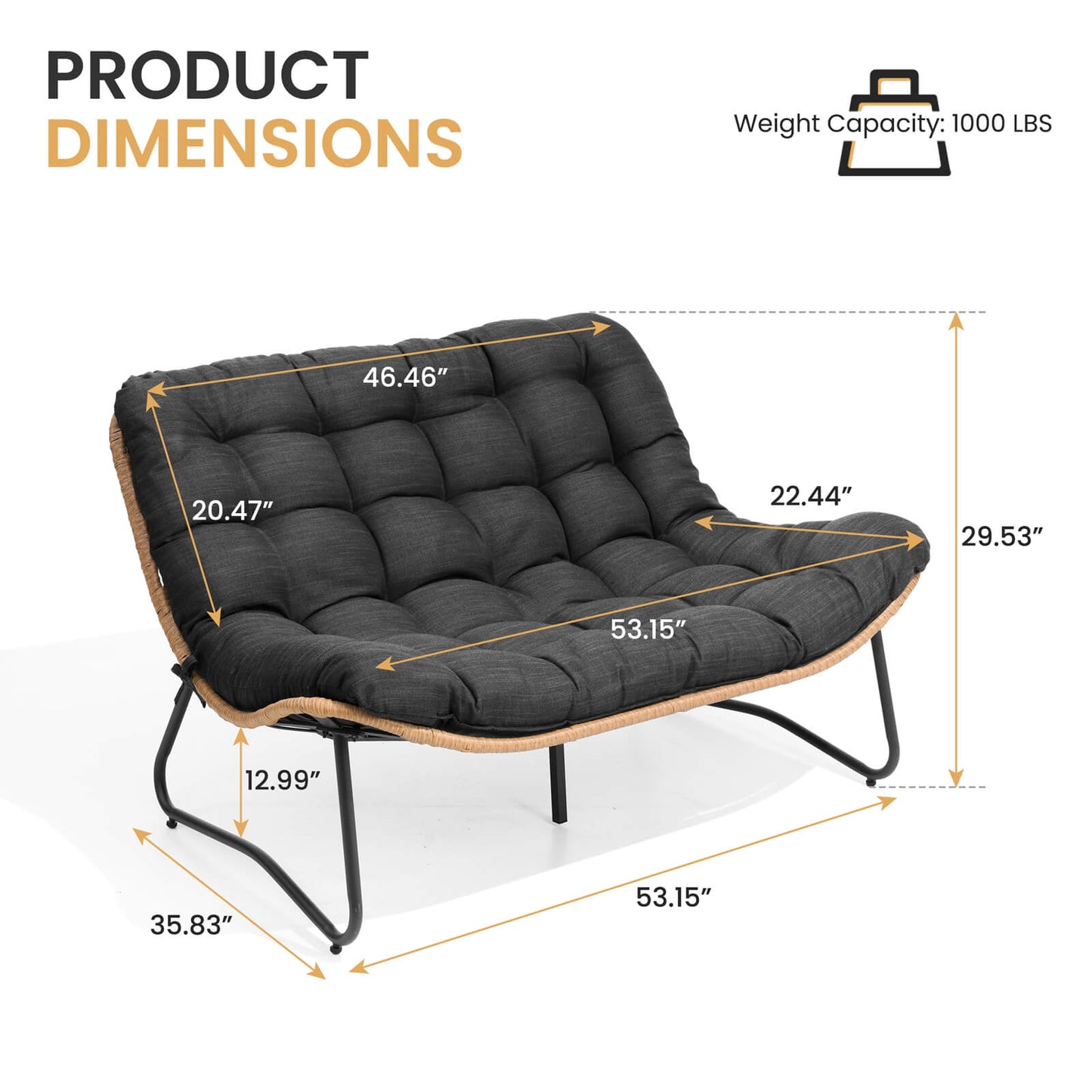 Patio Loveseat with Cushion