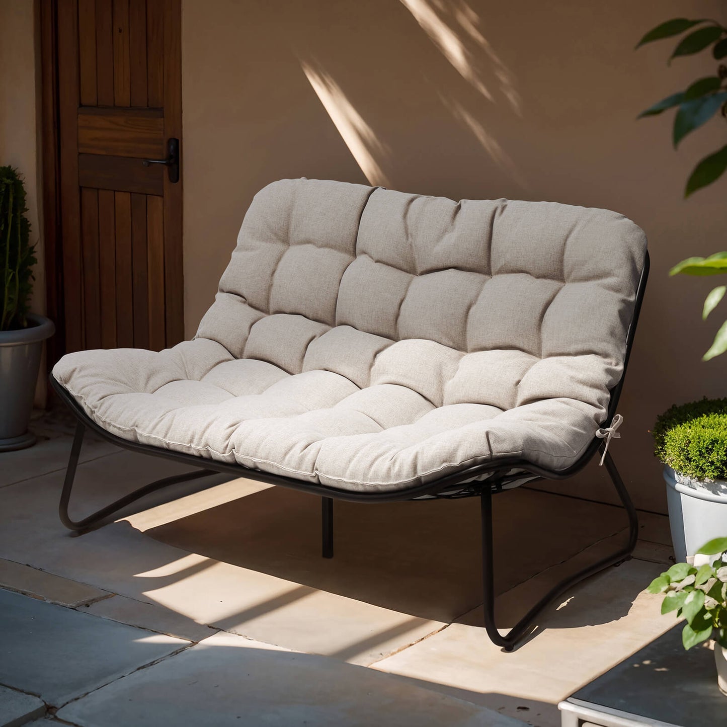 Steel Outdoor Loveseat with Cushion