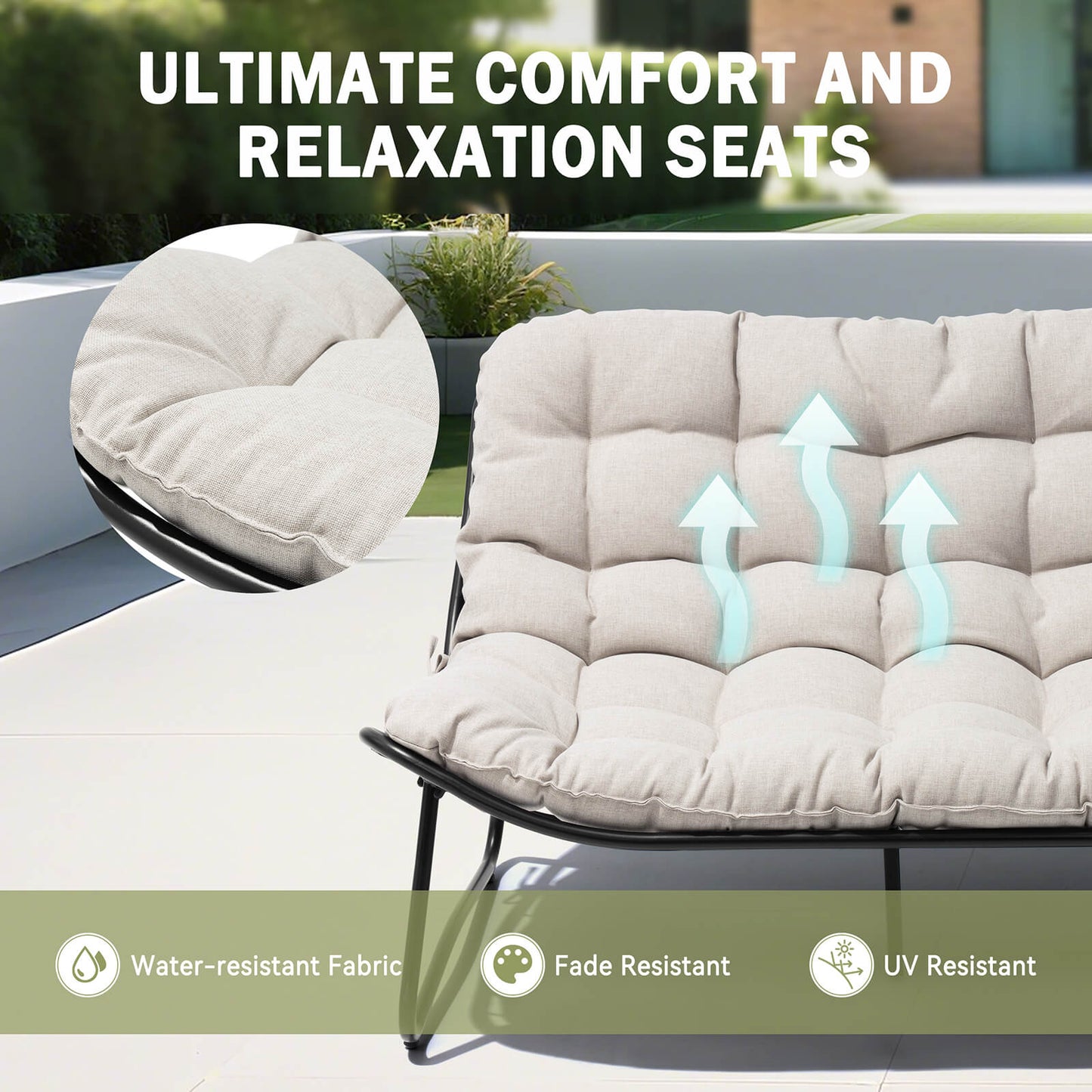 Steel Outdoor Loveseat with Cushion