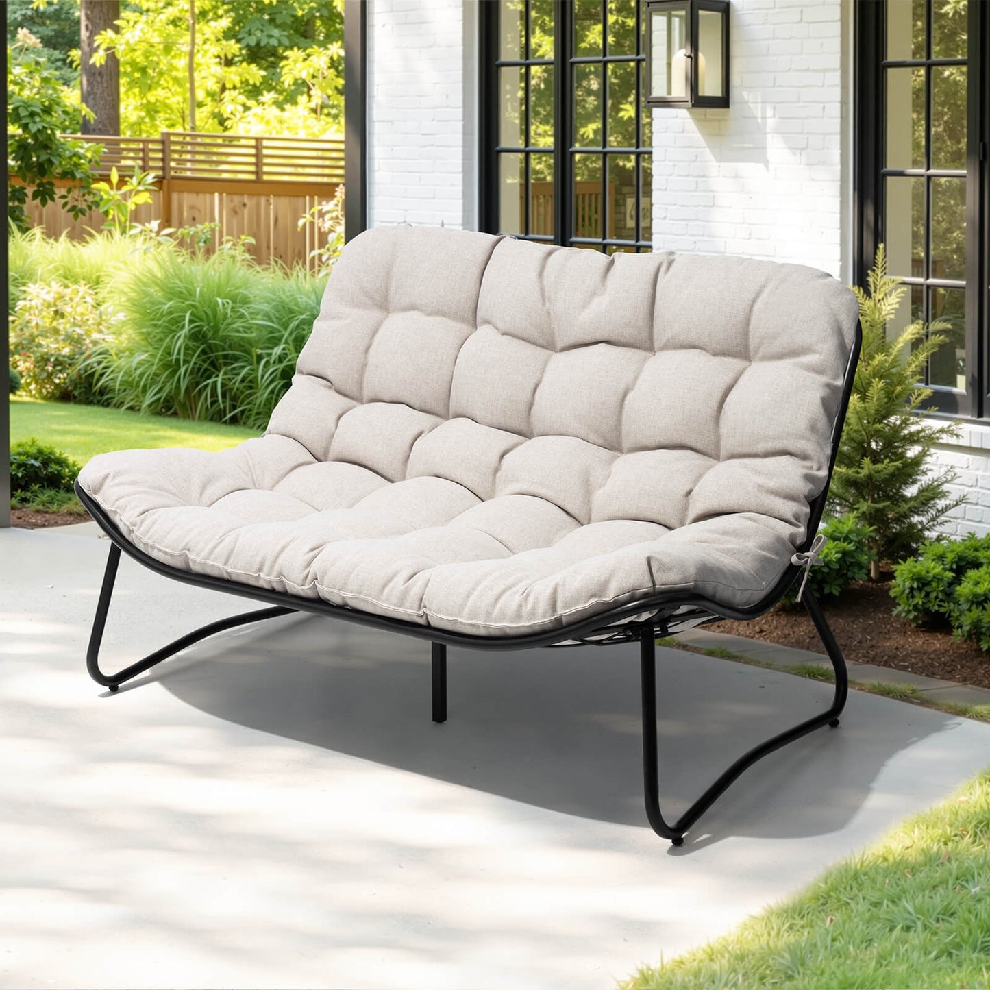 Steel Outdoor Loveseat with Cushion