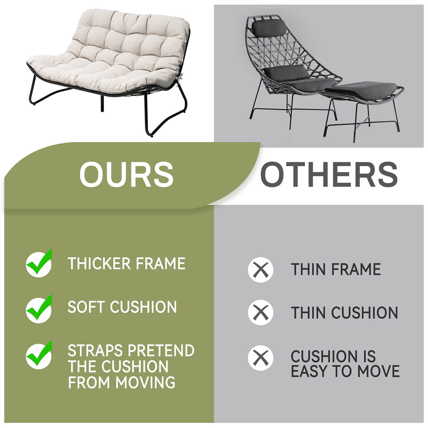 Steel Outdoor Loveseat with Cushion