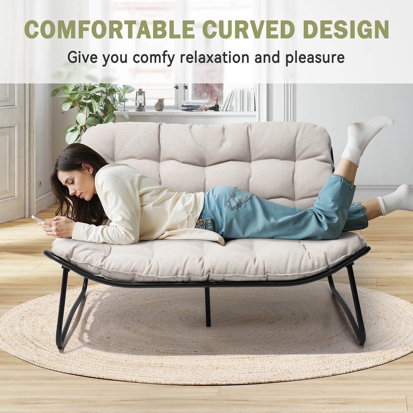 Steel Outdoor Loveseat with Cushion