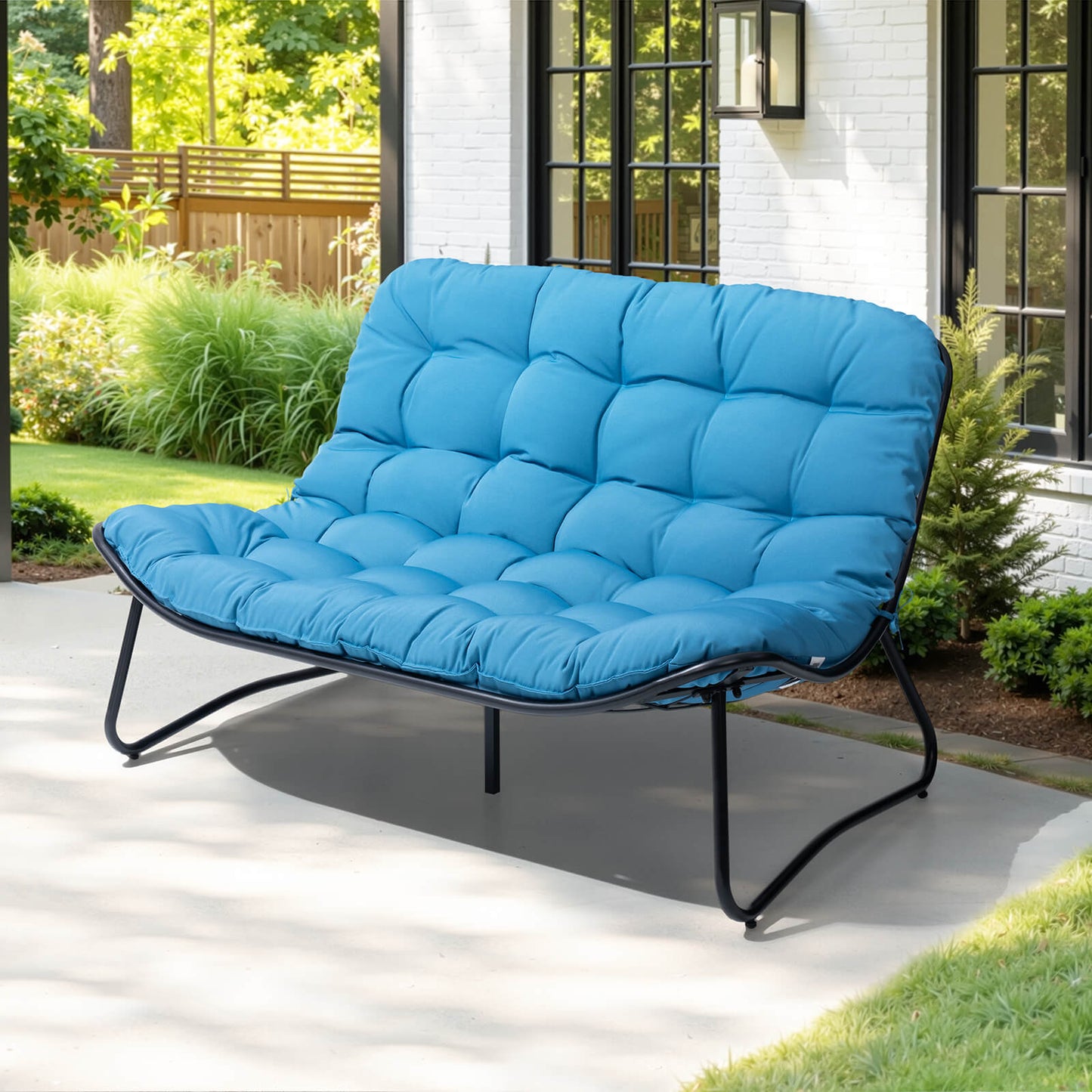 Steel Outdoor Loveseat with Cushion