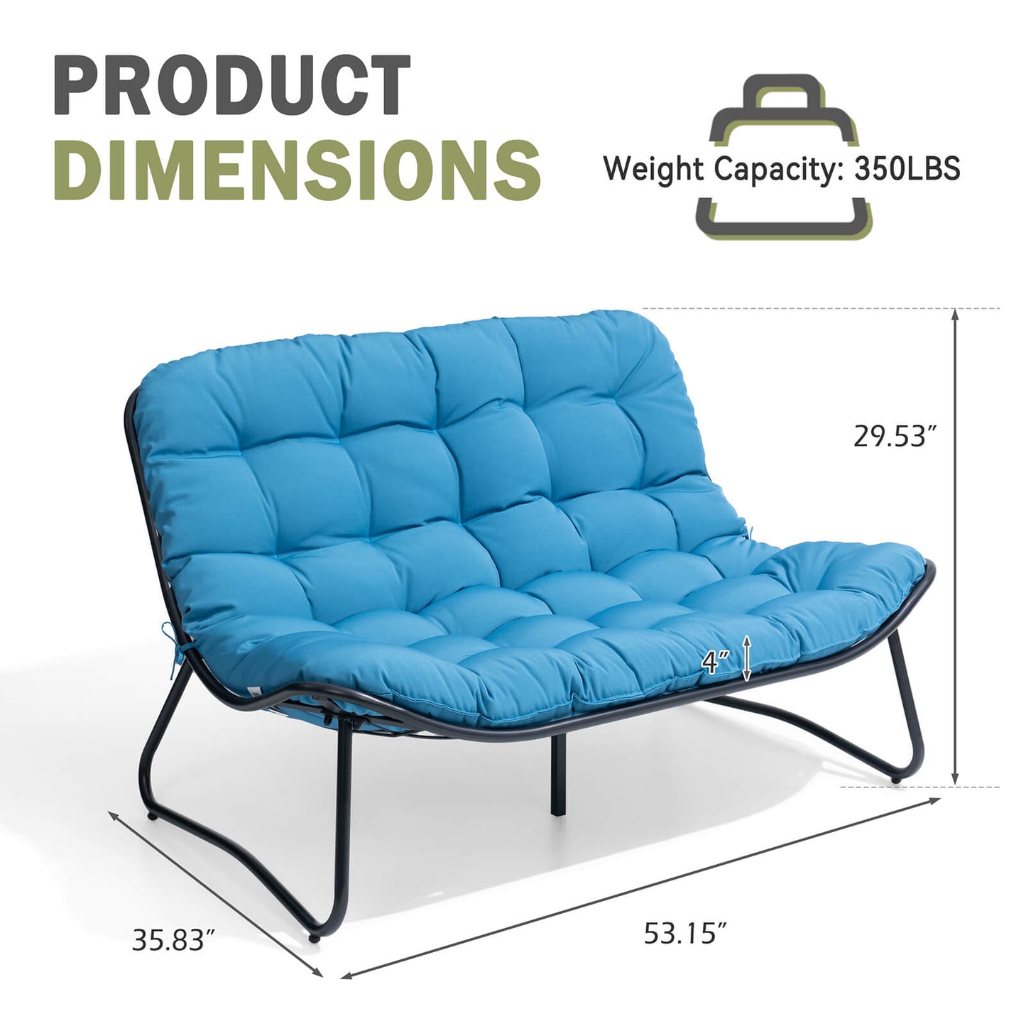 Steel Outdoor Loveseat with Cushion