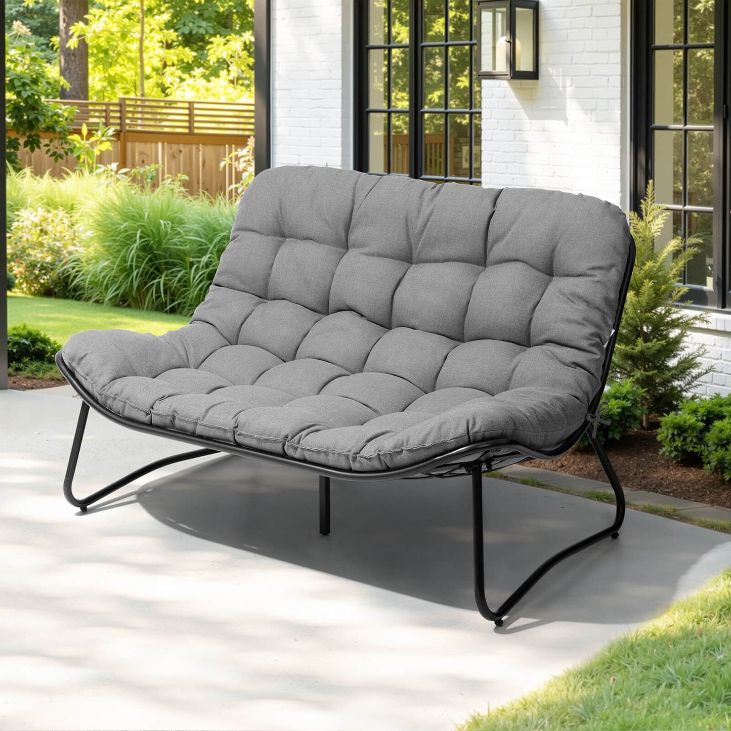 Steel Outdoor Loveseat with Cushion